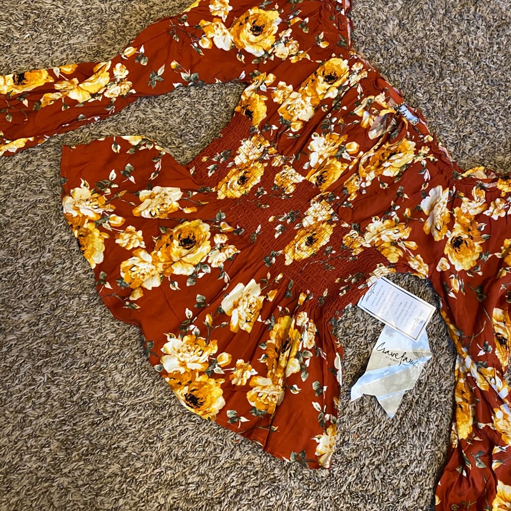 Orange floral crop top